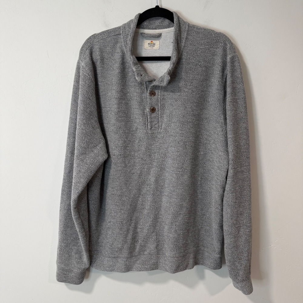 Marine Layer Mens Pullover Sweatshirt XL Grey Textured‎ Knit